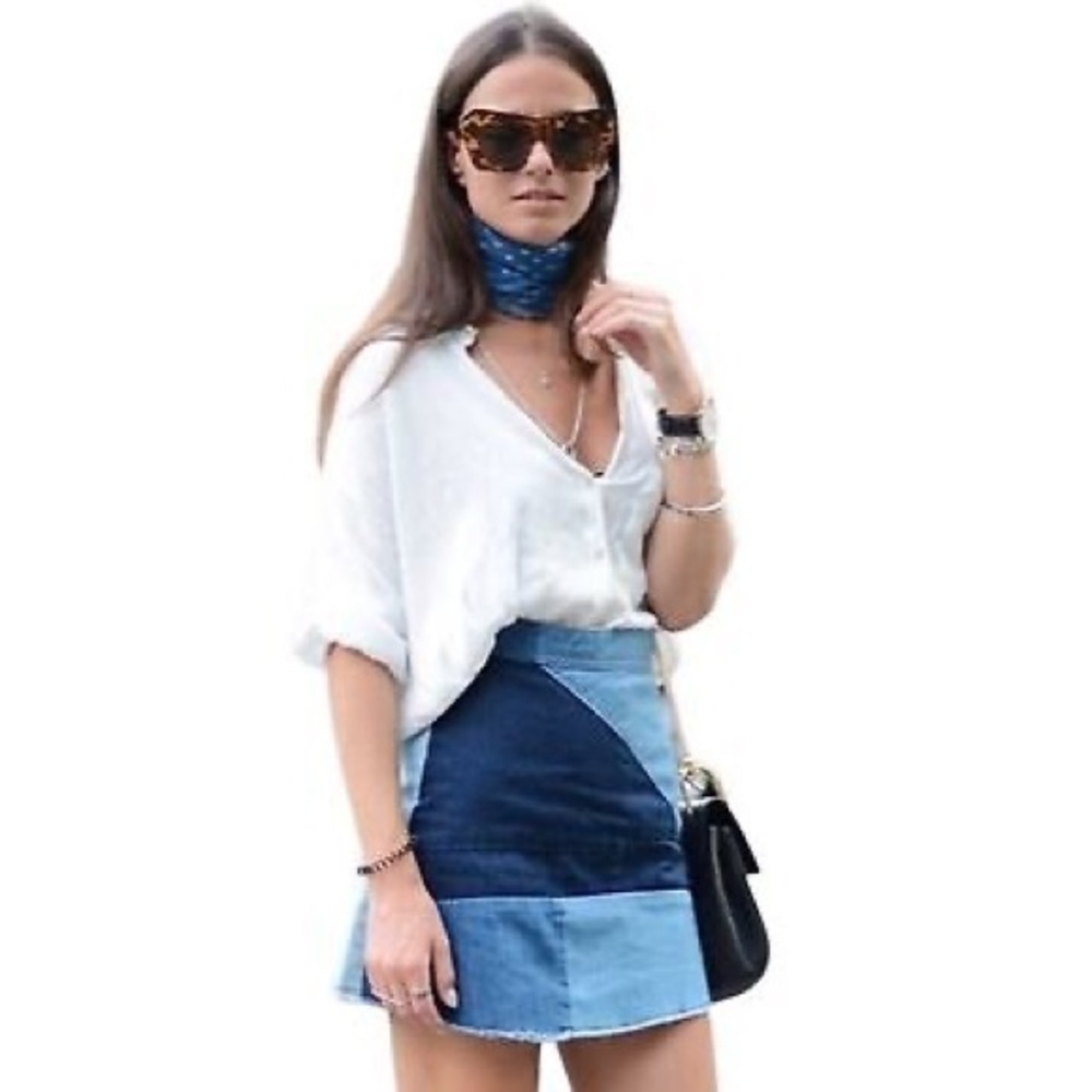 Zara Denim Patchwork Skirt